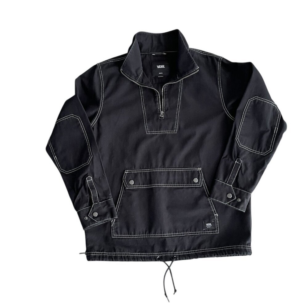 Vans Halifax Black Canvas Pullover Oversized Skater Jacket, Size Small